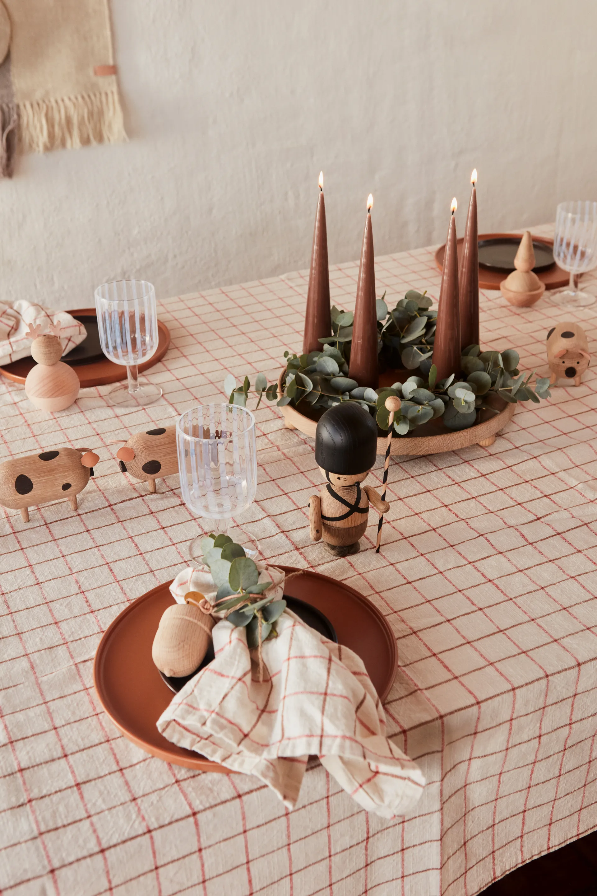 그리드 테이블 클로스 140x260 cm, Off white-red OYOY | 오이오이