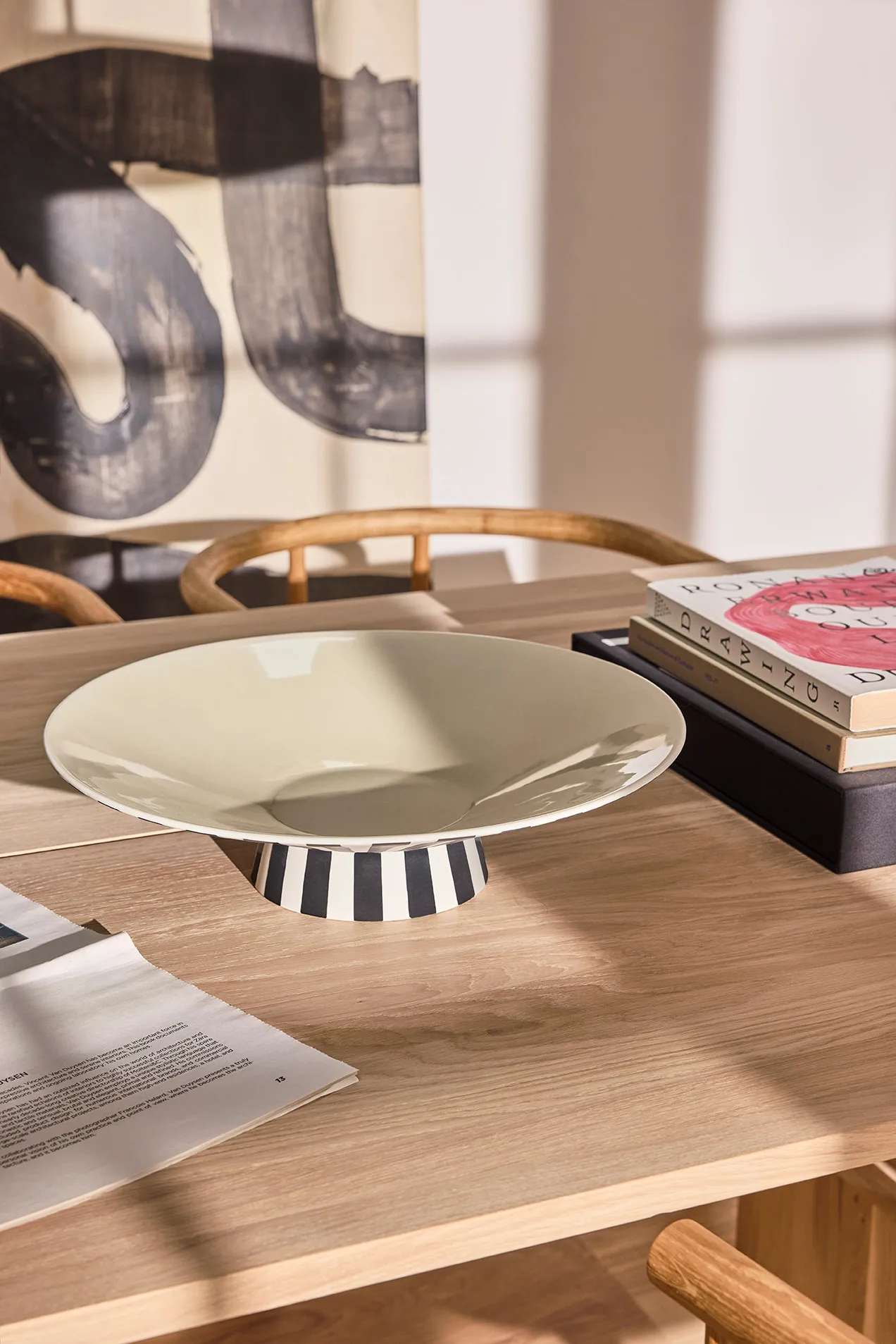 토푸 센터피스 로우 Ø39x10,5 cm, Vanilla-black-white OYOY | 오이오이