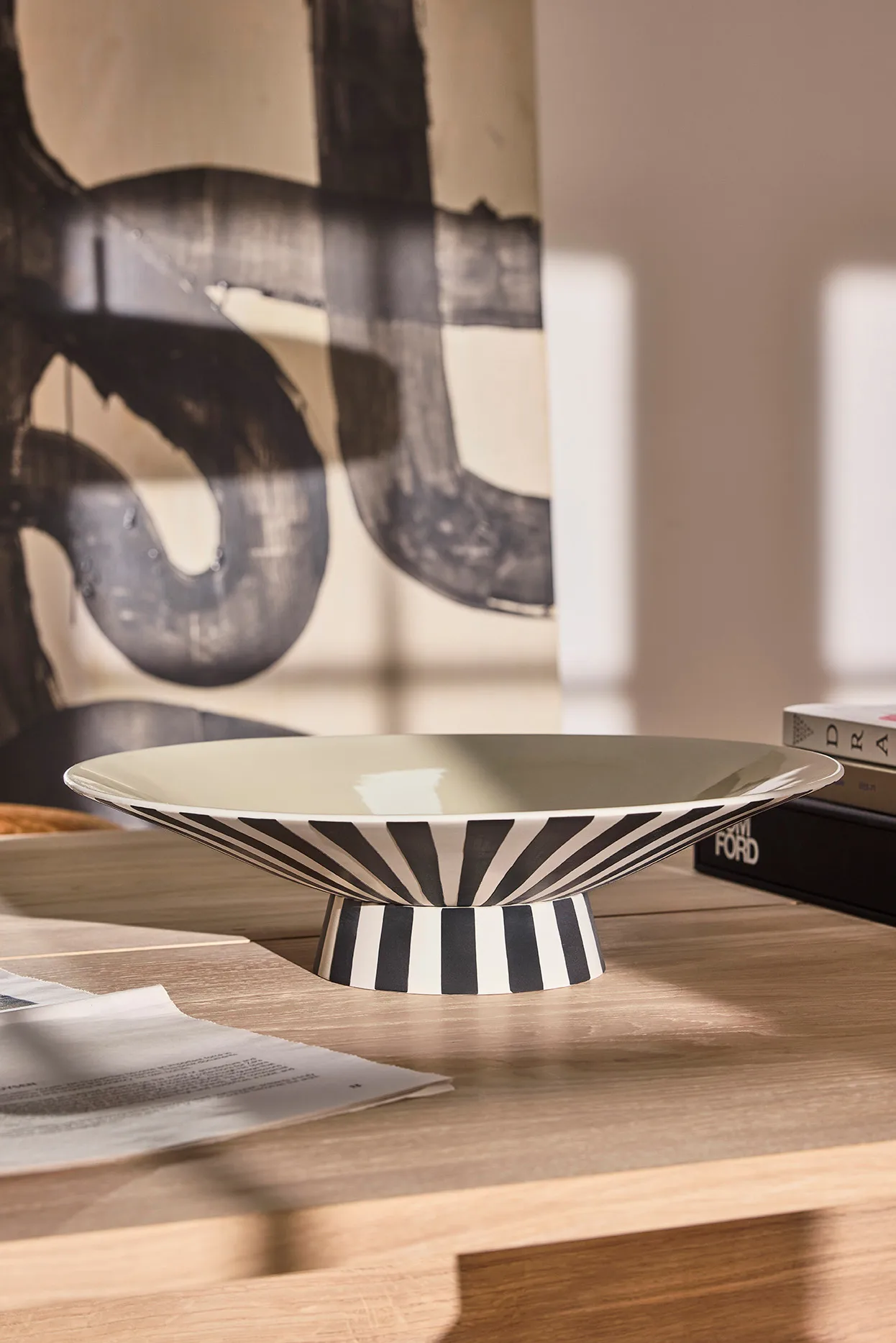 토푸 센터피스 로우 Ø39x10,5 cm, Vanilla-black-white OYOY | 오이오이