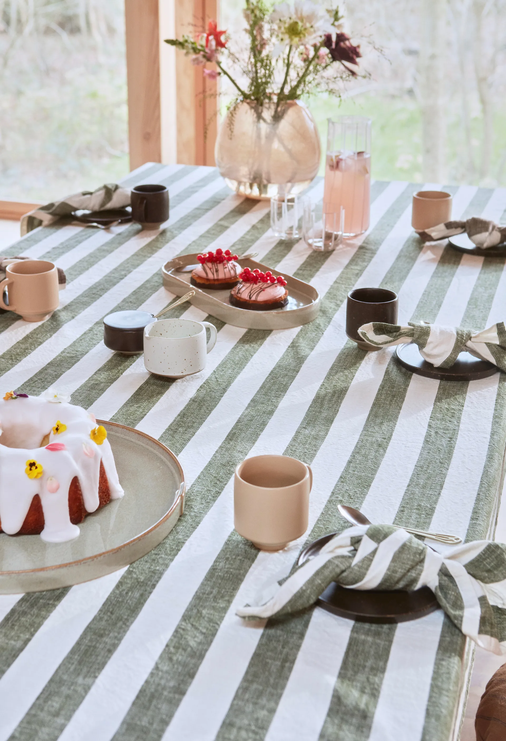 스트라이프 냅킨 45x45 cm 2개 세트, Olive OYOY | 오이오이