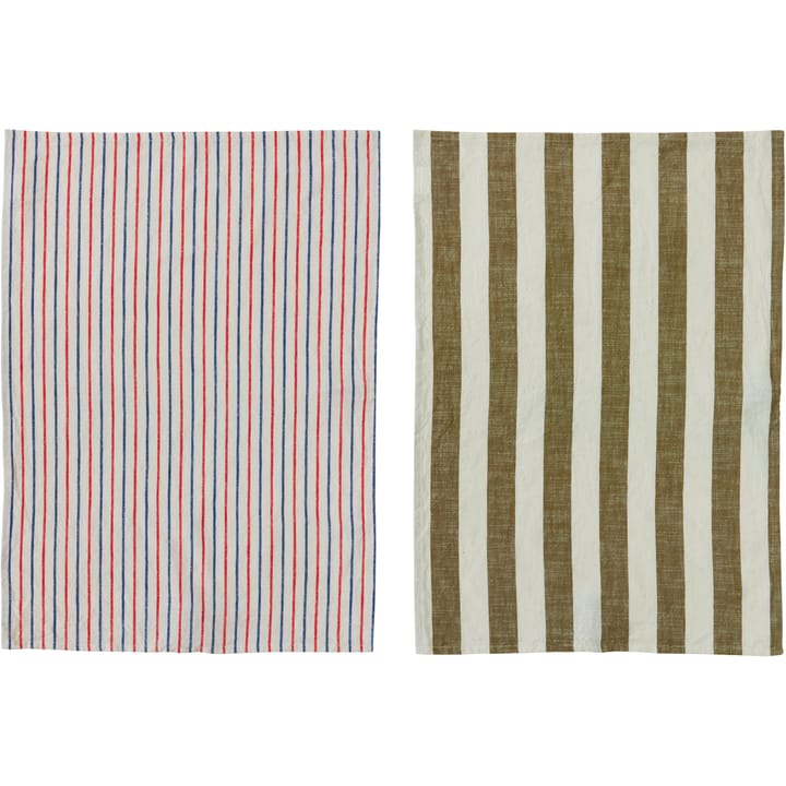 쿠린 주방 타올 50x70 cm 2개 세트 - Olive-off white - OYOY | 오이오이