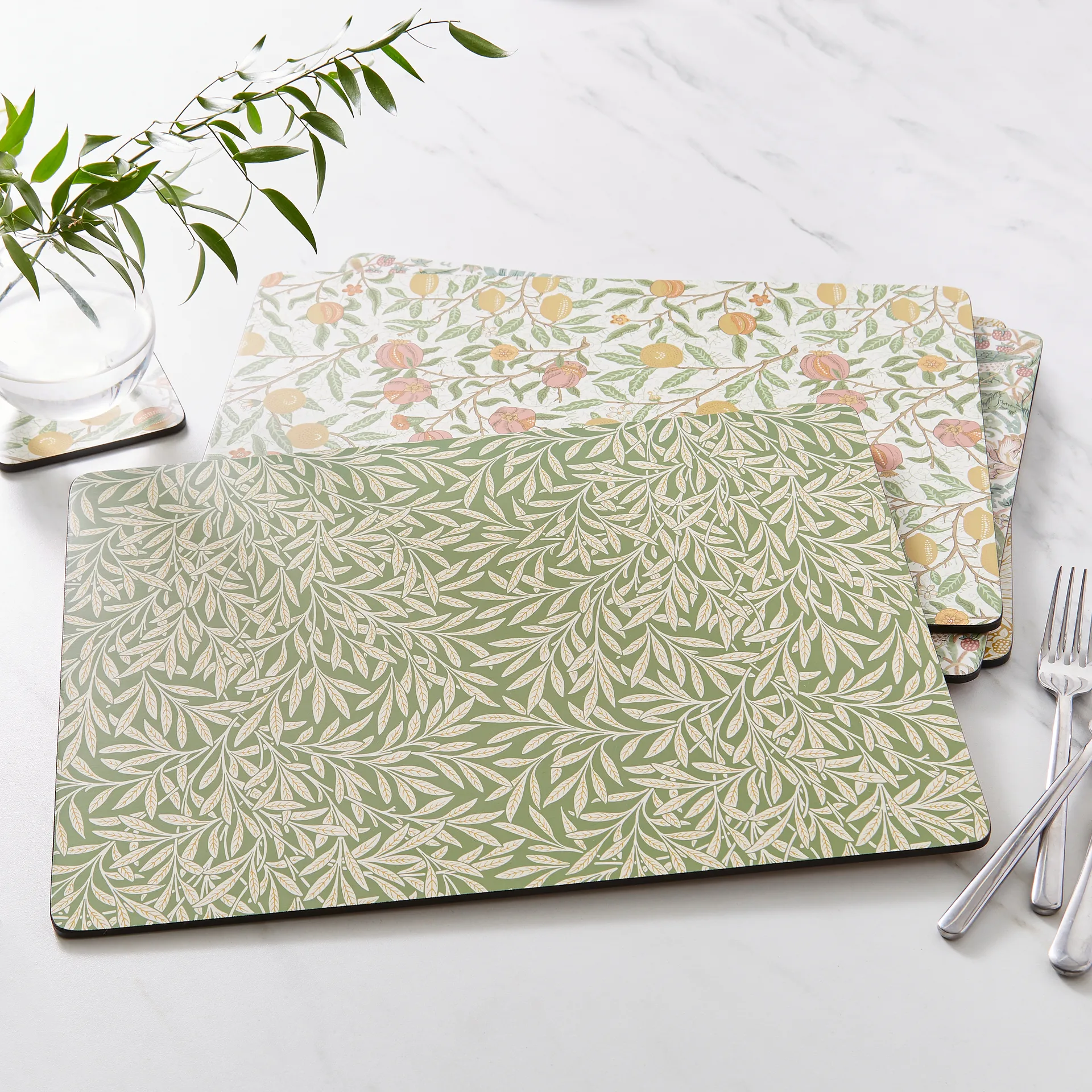 모리스 & 코 심플리 믹스드 테이블매트 4개 세트, Fruit, Willow, Strawberry Thief, Marigold Pimpernel | 핌페르넬