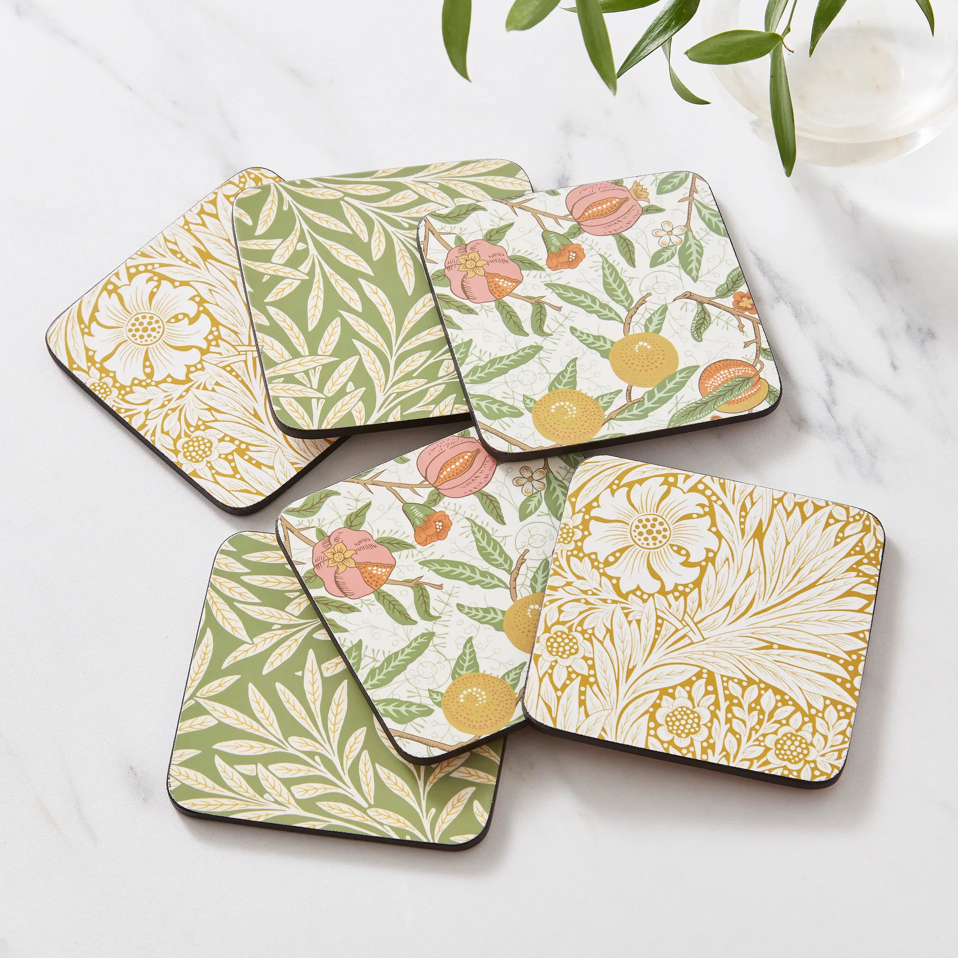 모리스 & 코 심플리 믹스드 글라스 코스터 6개 세트, Fruit, Willow, Marigold Pimpernel | 핌페르넬