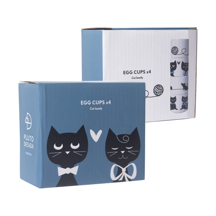 고양이�가족 계란컵 4개, White-black-blue Pluto Design | 플루토