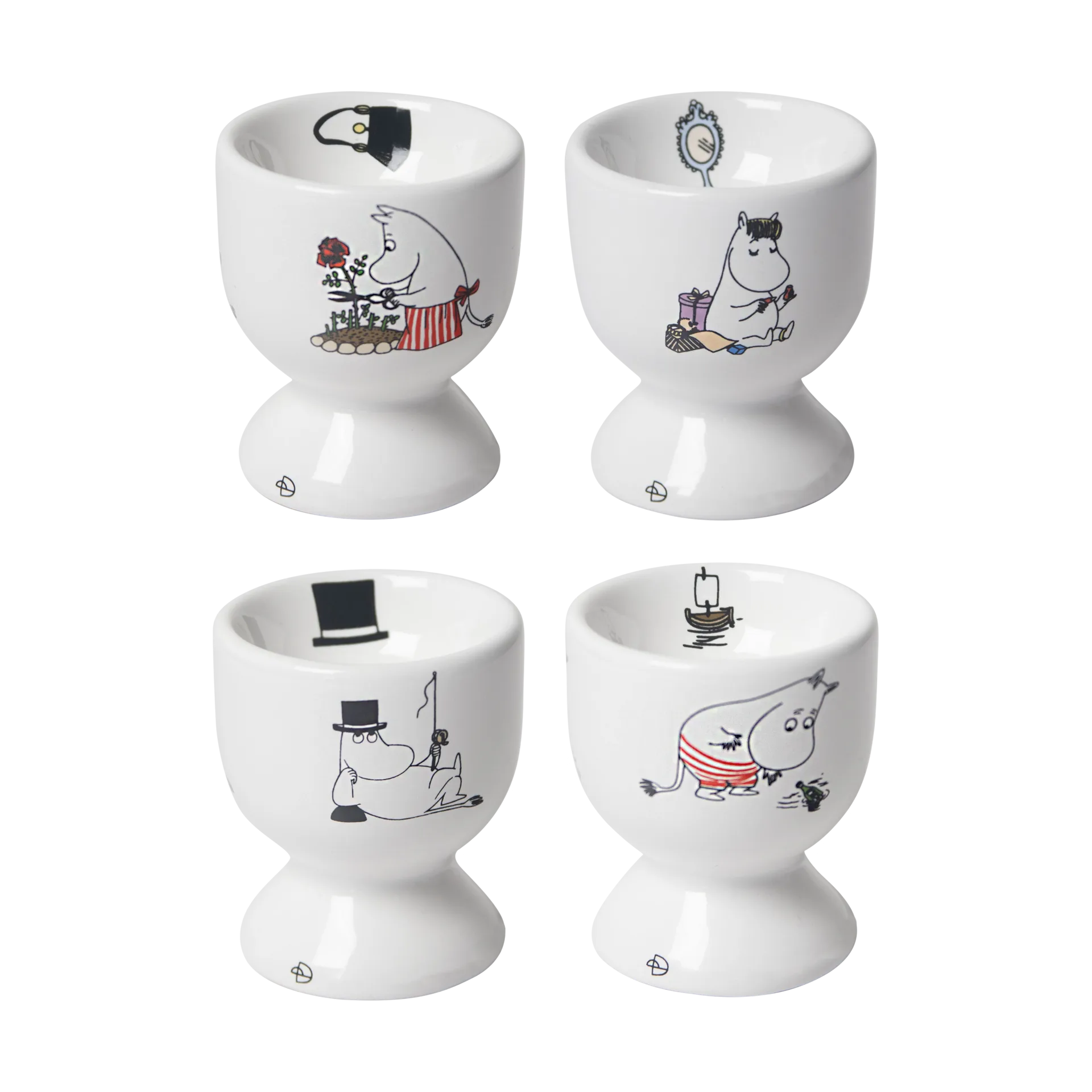 무민 조이 에그 컵 4개 세트, White-multi Pluto Design | 플루토