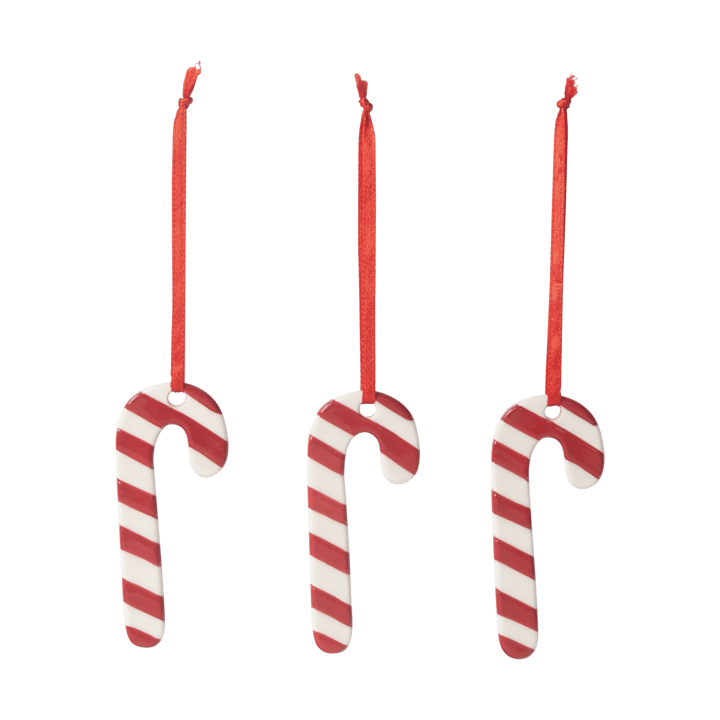 Candy cane 크리스마스 트리 바우블 3개 세트 - White-red - Pluto Design | 플루토