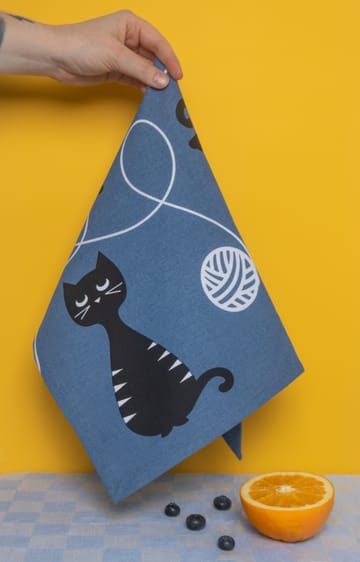Cat family 주방 타월 50x70 cm - Blue-black-white - Pluto Design | 플루토