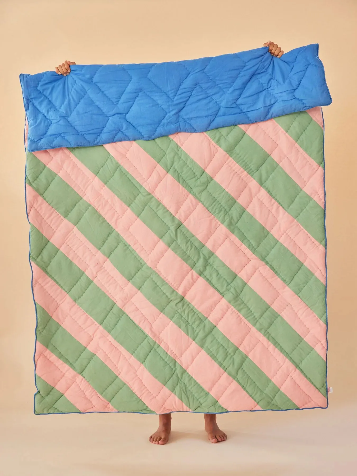 코튼 스로우 스트라이프 140x200 cm, Pink-green-blue RICE | 라이스