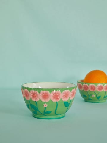 라이스 엠보스 플라워 세라믹 보울 14.5 cm - Sage green - RICE | 라이스