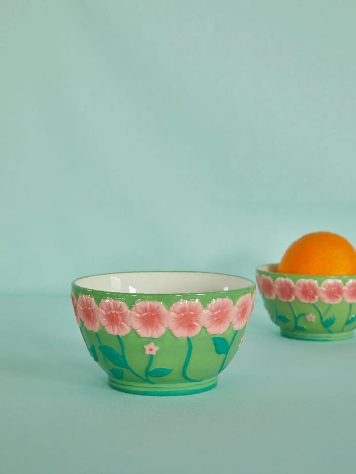 라이스 엠보스 플라워 세라믹 보울 14.5 cm, Sage green RICE | 라이스