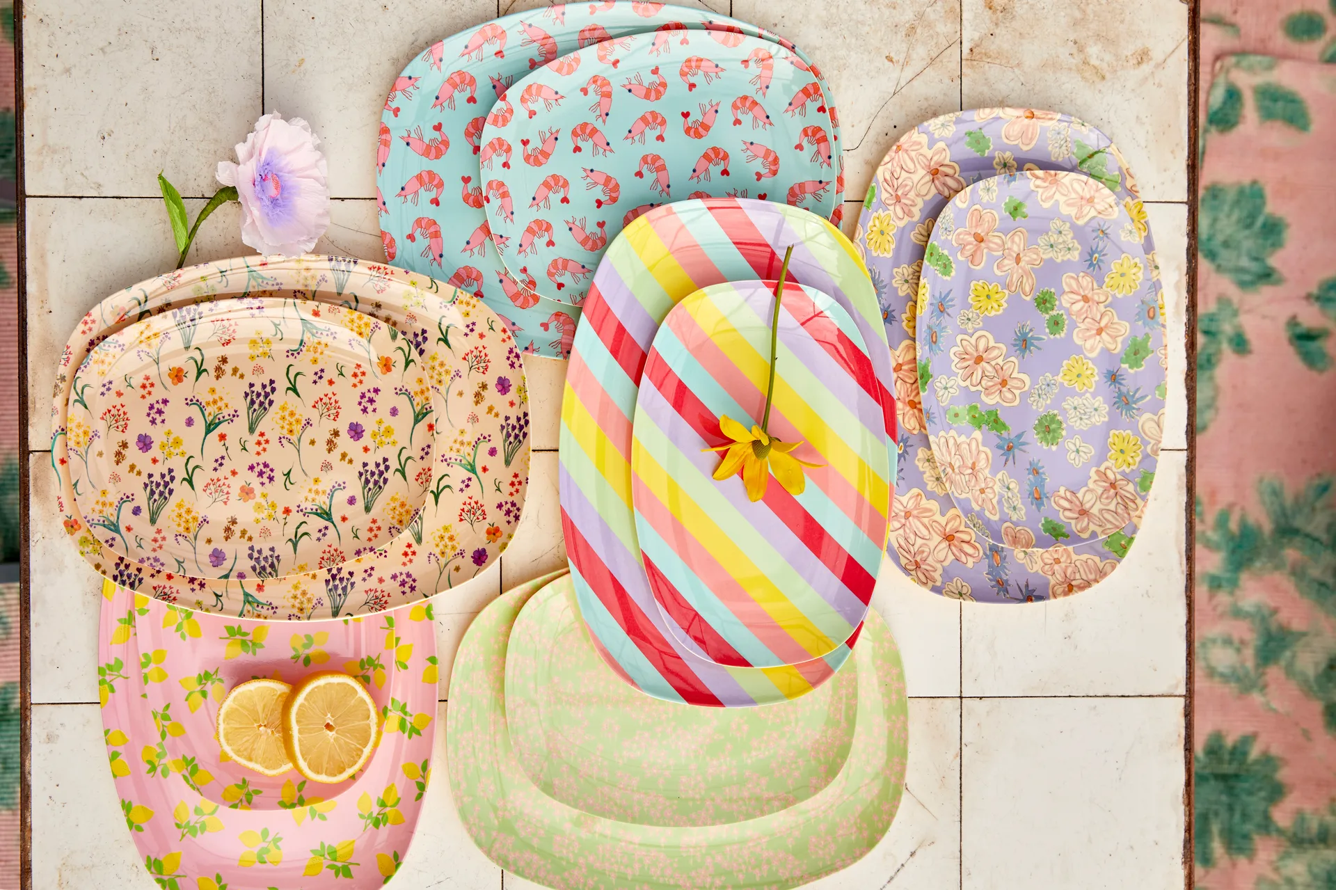 라이스 멜라민 플레이트 16.5x23 cm, Wild flower RICE | 라이스