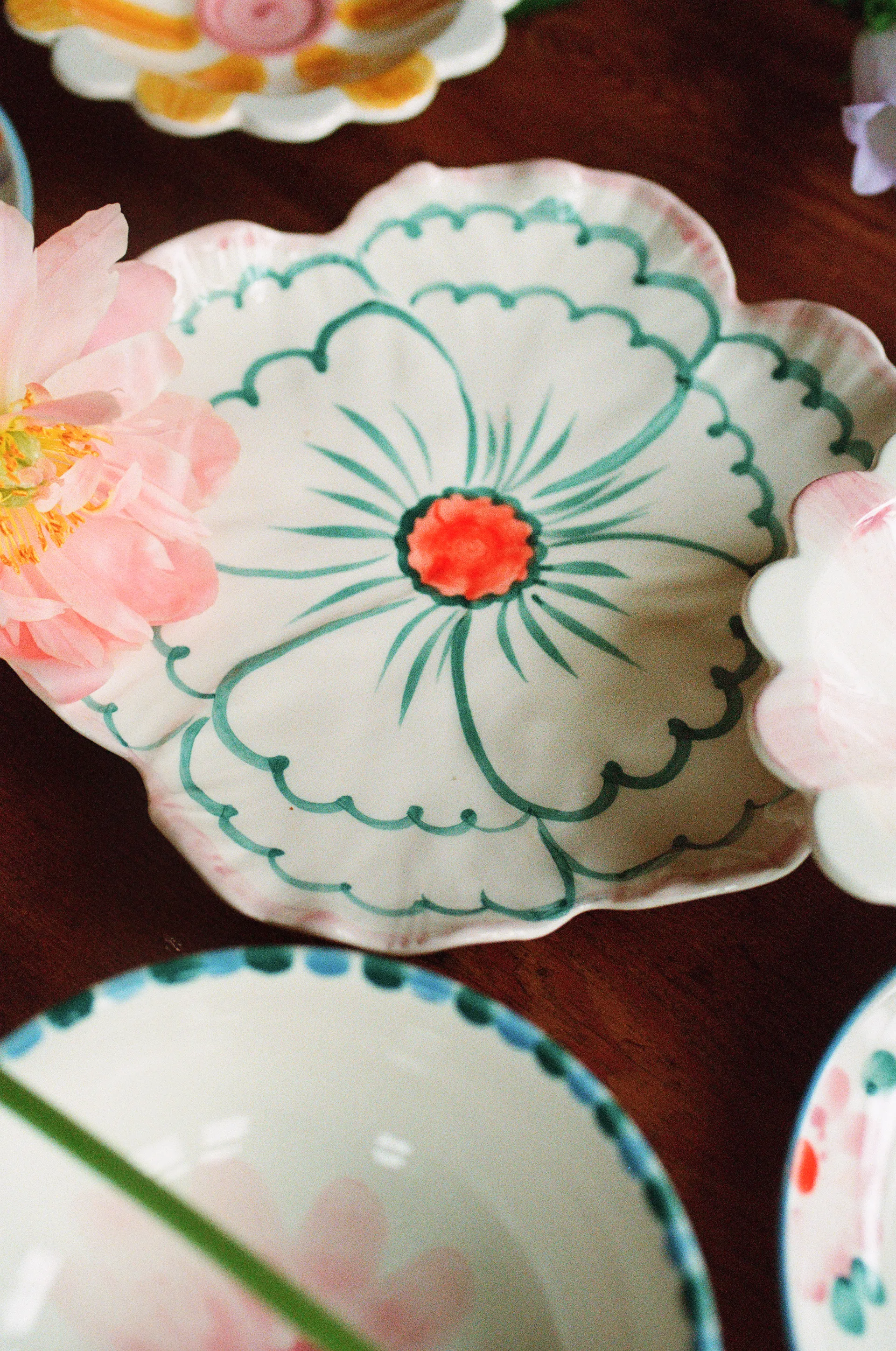 라이스 플라워 접시 Ø19.5 cm, Pink border RICE | 라이스