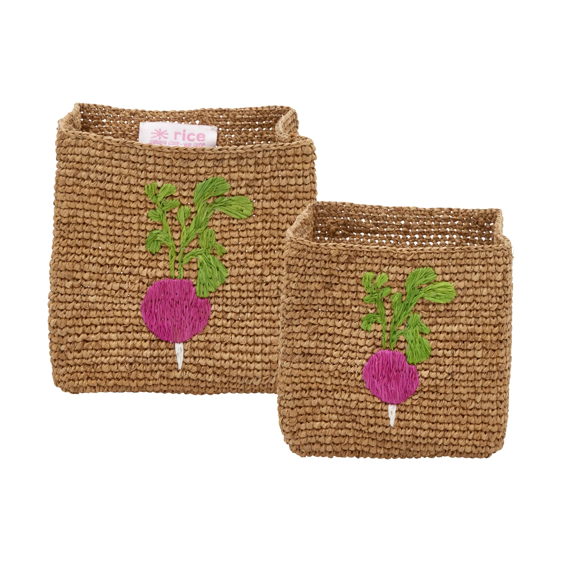 라이스 라피아 수납 바스켓 2개, Radish Embroidery-Tea RICE | 라이스