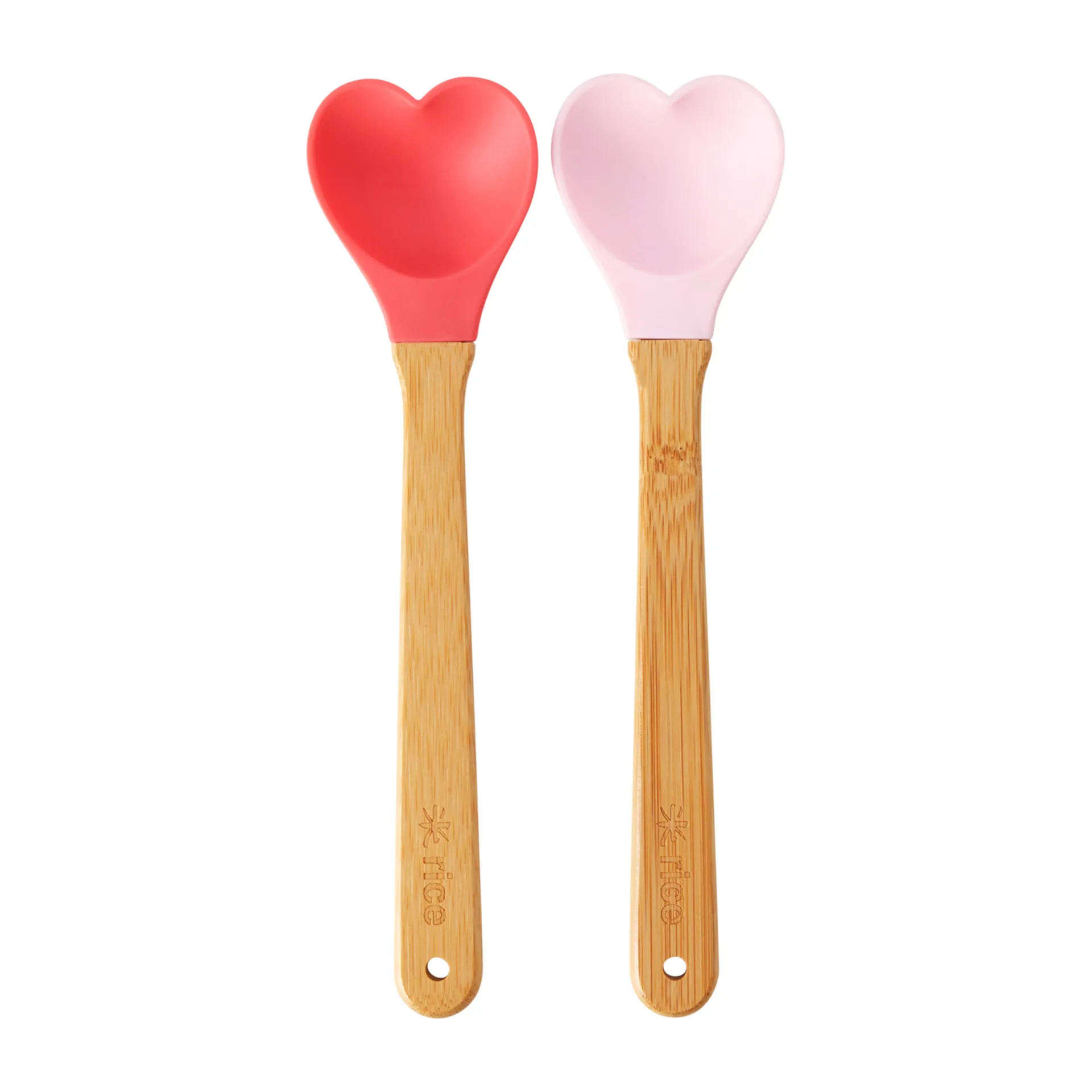 라이스 실리콘 스푼 & 밤부 손잡이 23 cm 2 pieces, Red-pink RICE | 라이스