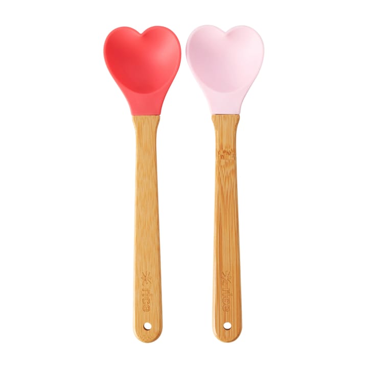 라이스 실리콘 스푼 & 밤부 손잡이 23 cm 2 pieces - Red-pink - RICE | 라이스