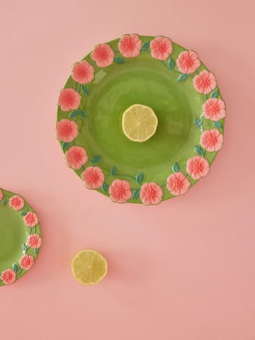 라이스 임보스드 플라워 세라믹 접시 25.5 cm - Sage green - RICE | 라이스