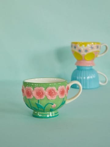 라이스 엠보스 플라워 세라믹 머그 30 cl - Sage green - RICE | 라이스