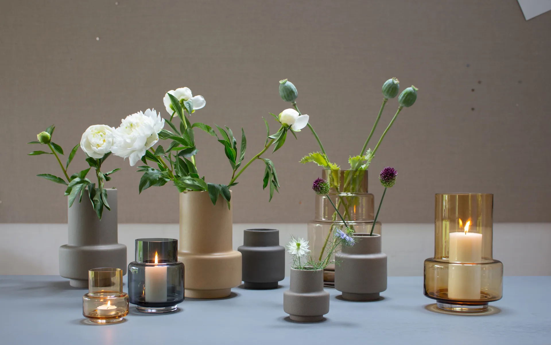 허리케인 화병 L Ø17, Light Stone Ro Collection | 로 콜렉션