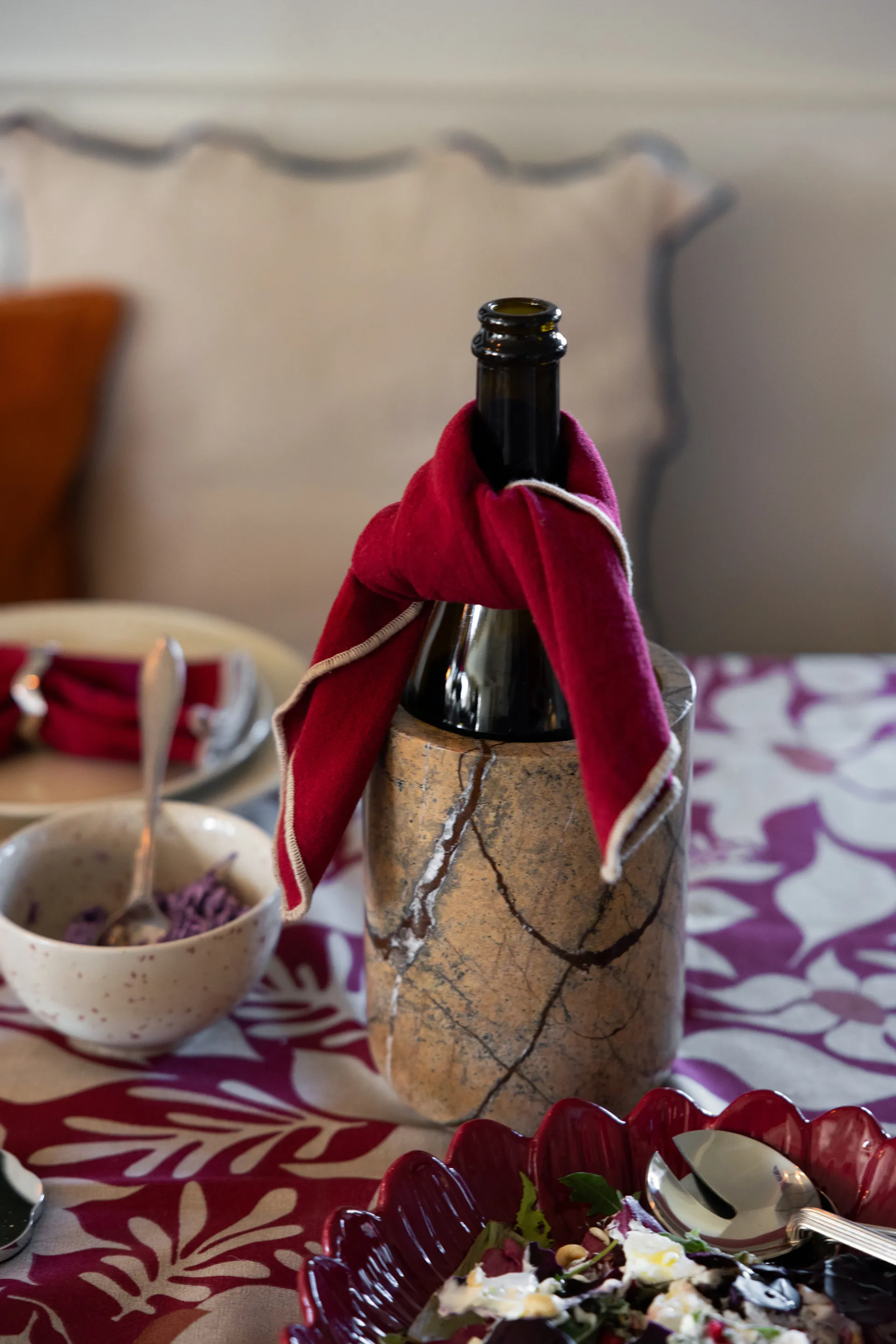 스톤 와인 쿨러 Ø12.5 cm, Brown forest marble Sagaform | 사가폼