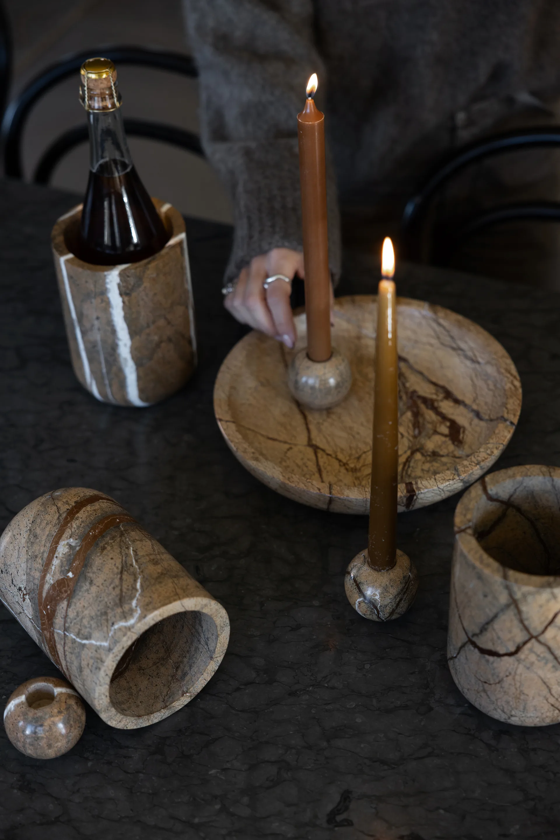 스톤 캔들 홀더 Ø6 cm, Brown forest marble Sagaform | 사가폼