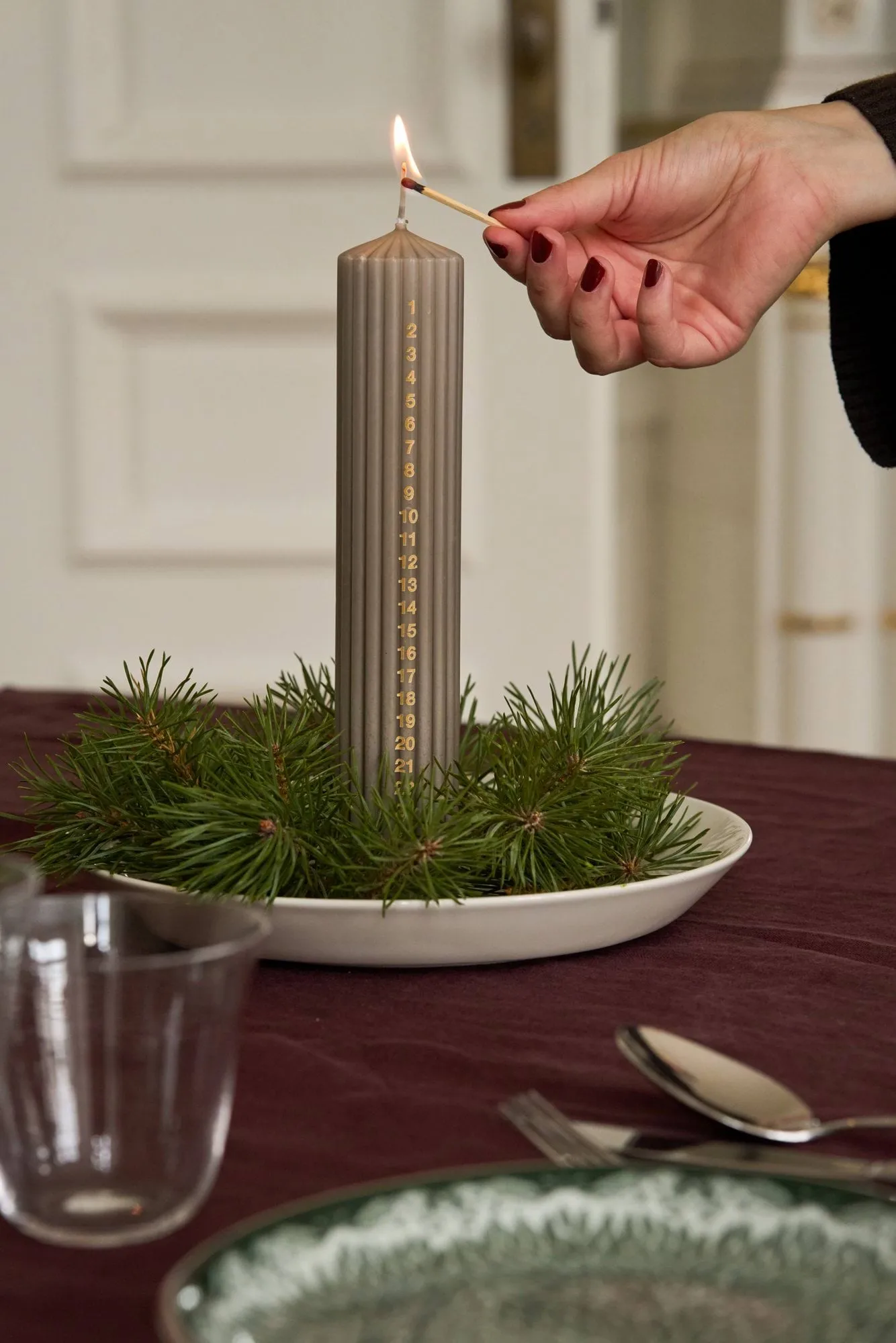 Awaiting 캘린더 캔들, Linen, 25 cm Scandi Essentials | 스칸디 에센셜