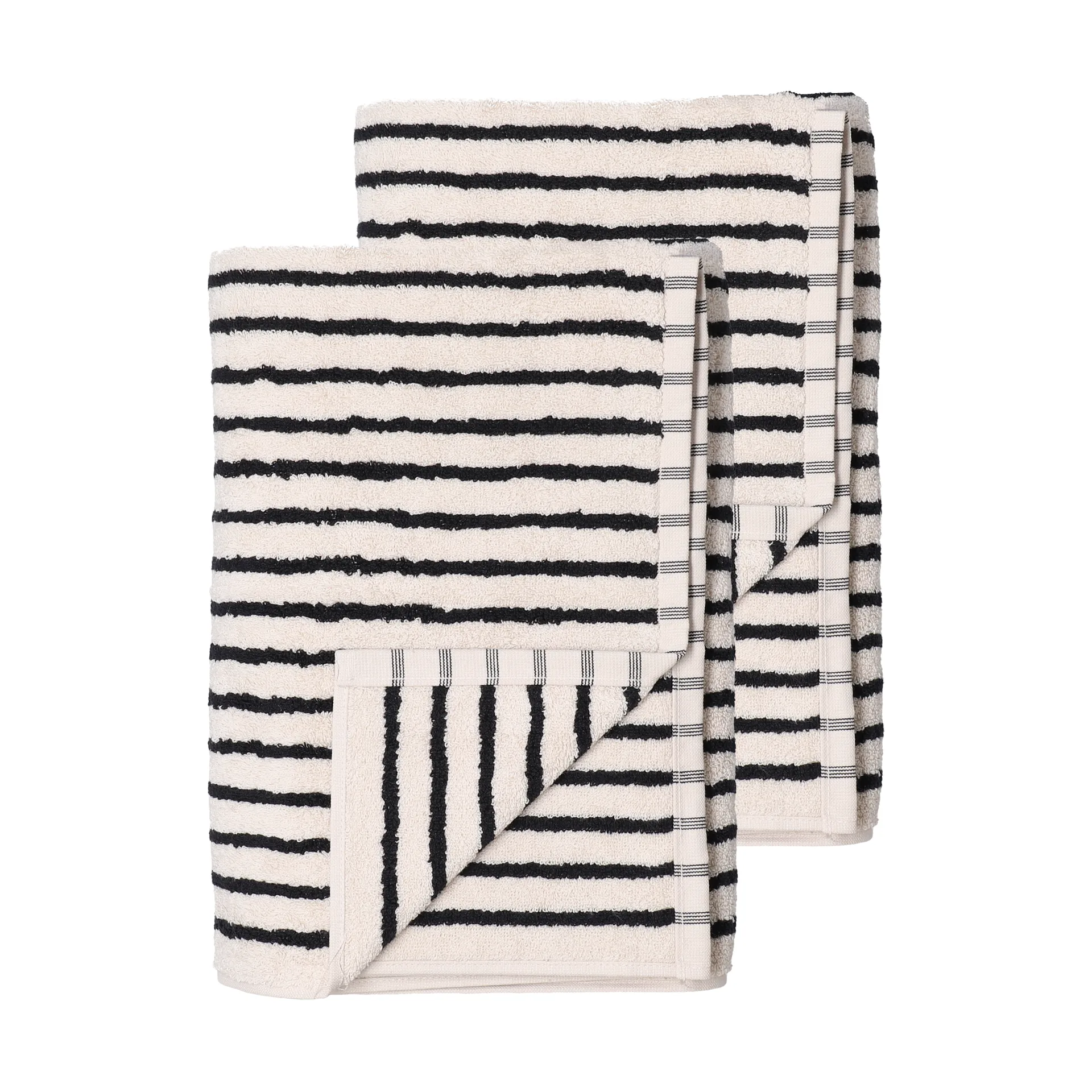 드리프트 바스 타월 100x150 cm 2개 세트 - 화이트-블랙,  Scandi Living
