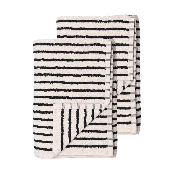 드리프트 바스 타월 100x150 cm 2개 세트 - 화이트-블랙 - Scandi Living