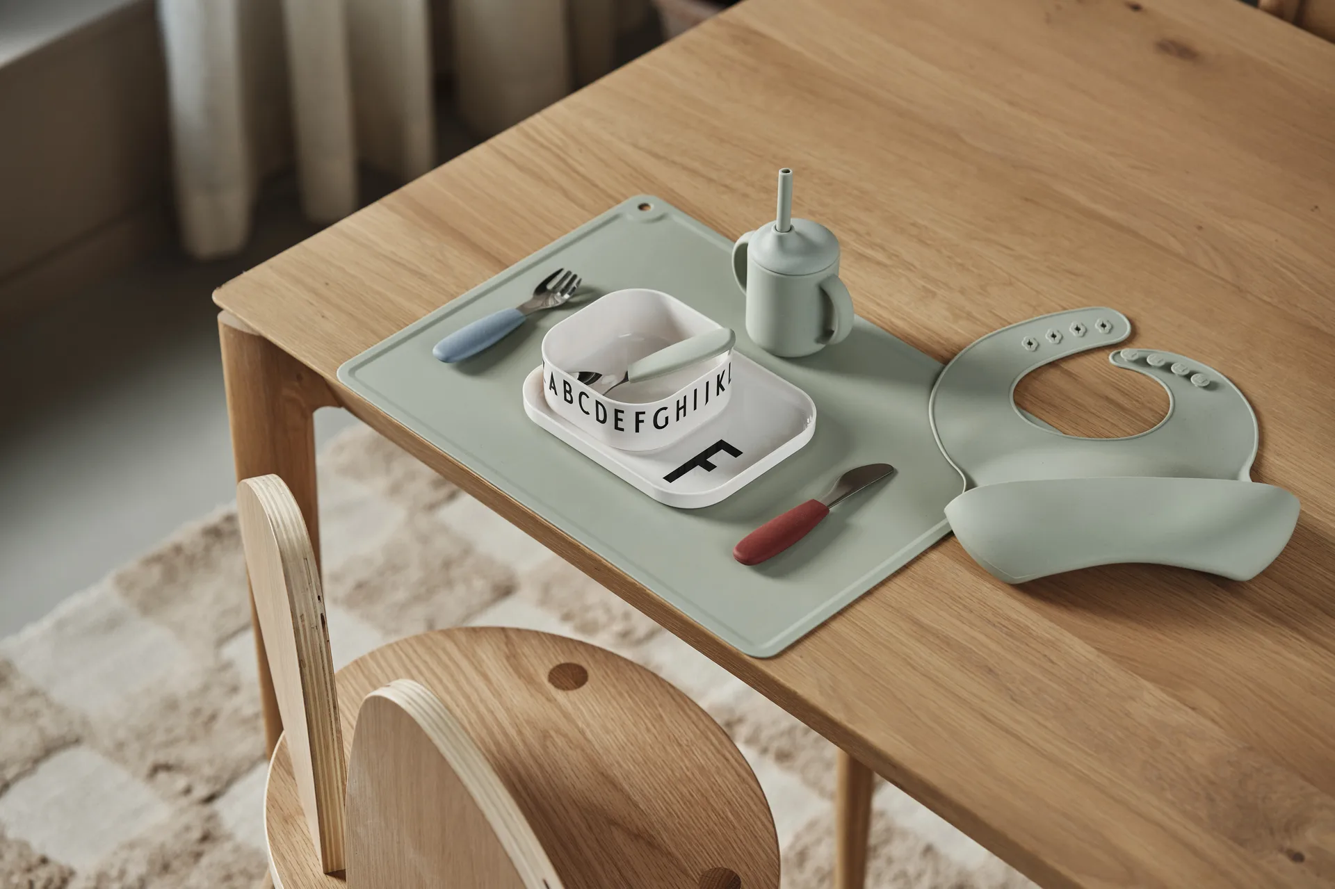 실리 실리콘 턱받이 2개 세트, Green-Blue Scandi Living | 스칸디리빙