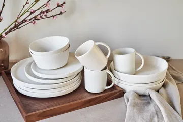 샌즈브로 스몰 플레이트 Ø20 cm 4개 세트 - 오프 화이트 - Scandi Living | 스칸디리빙