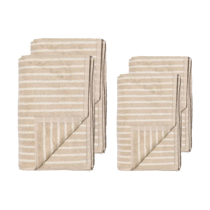 드리프트 타월 4개 세트 - Beige-White - Scandi Living