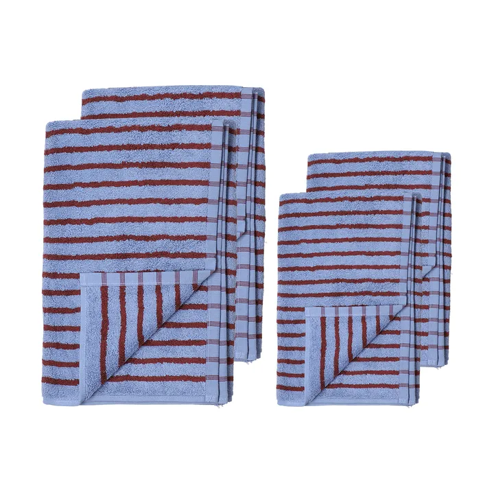 드리프트 타월 4개 세트 - Blue-Red - Scandi Living