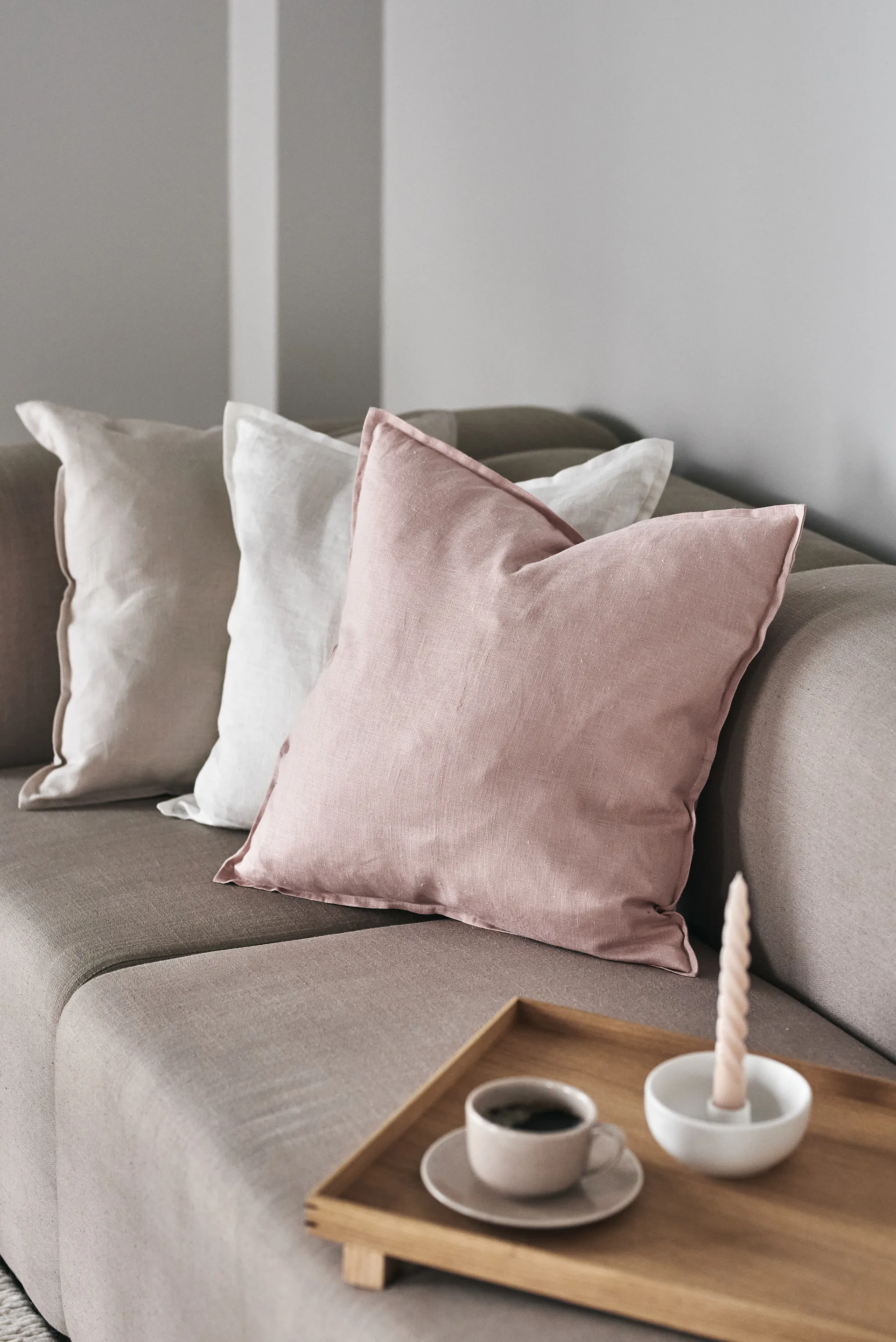캄 리넨 쿠션 커버 50x50 cm, Dusty Rose Scandi Living | 스칸디리빙