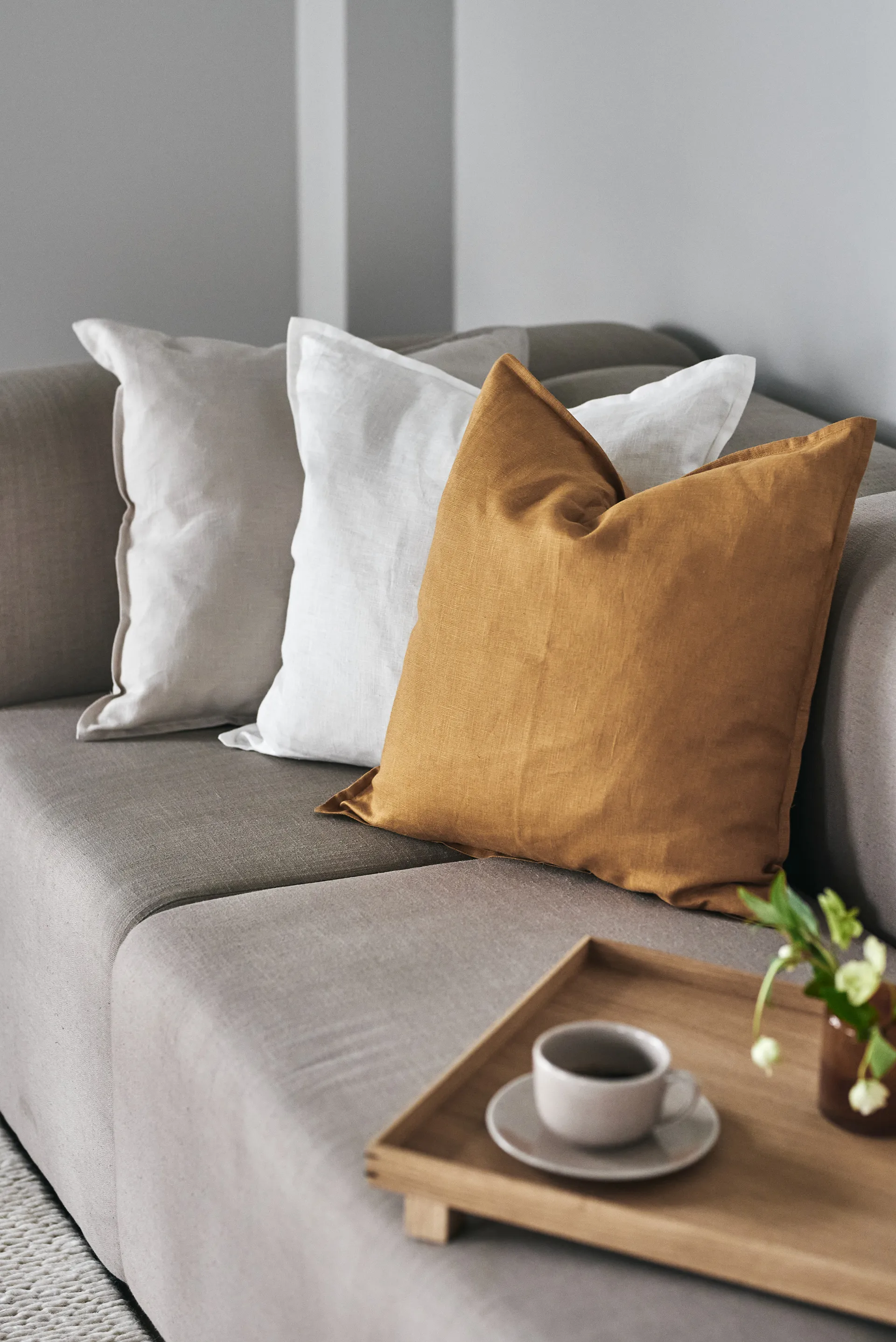 캄 리넨 쿠션 커버 50x50 cm, Mustard Scandi Living | 스칸디리빙