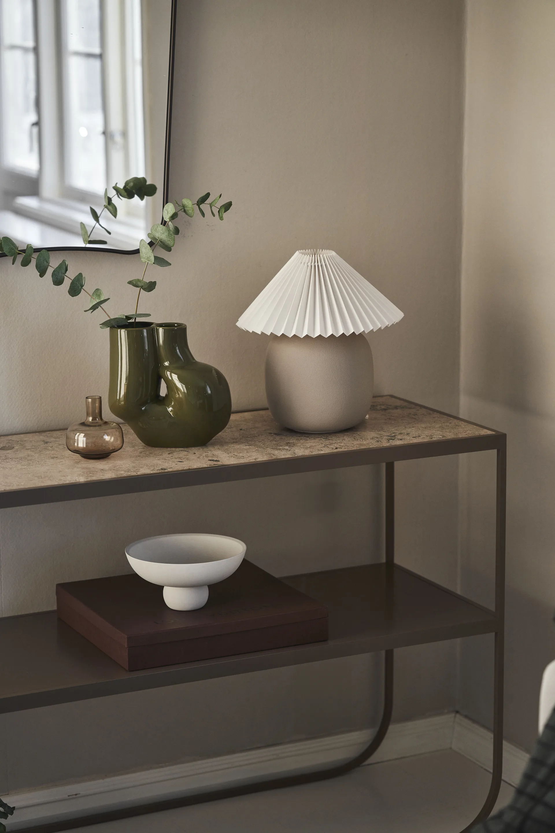 Boulder 테이블 조명 29 cm grey-pleated white,  Scandi Living