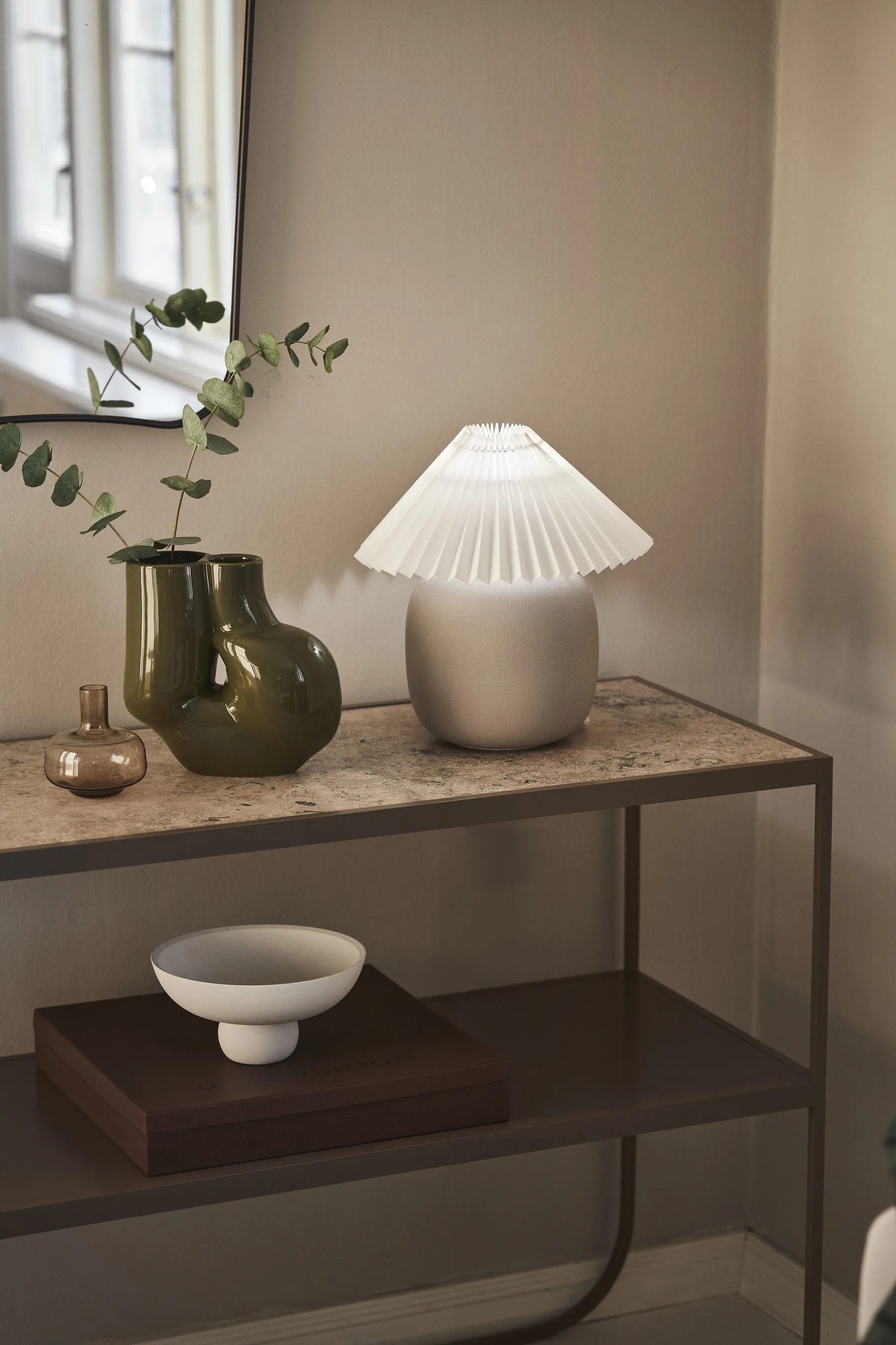 Boulder 테이블 조명 29 cm grey-pleated white,  Scandi Living