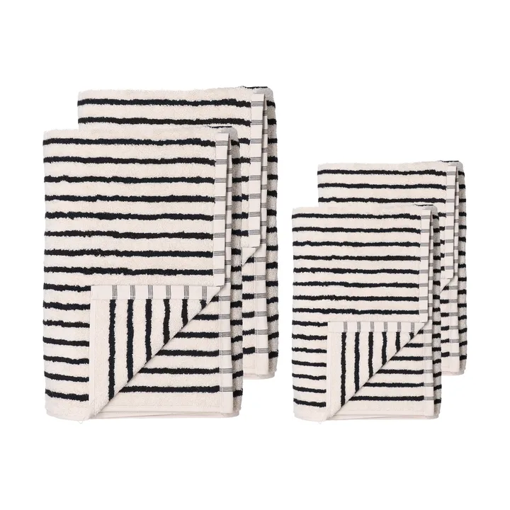 Drift handduksset 4 delar - Vit-svart - Scandi Living
