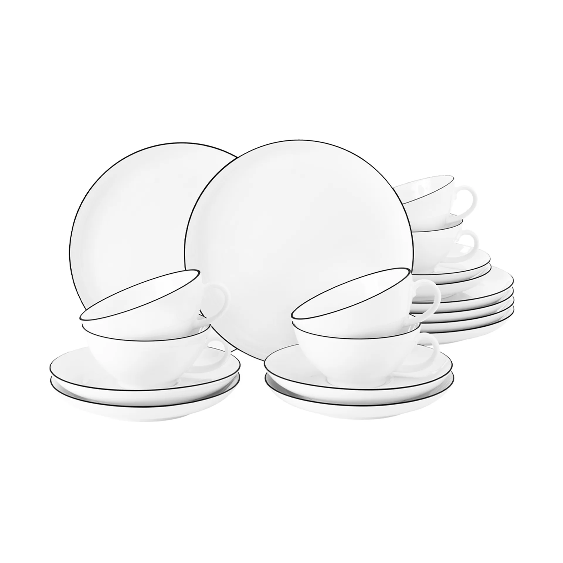 리도 블랙 라인 티 서비스 18개 세트, White with black edge Seltmann Weiden | 셀트만바이덴