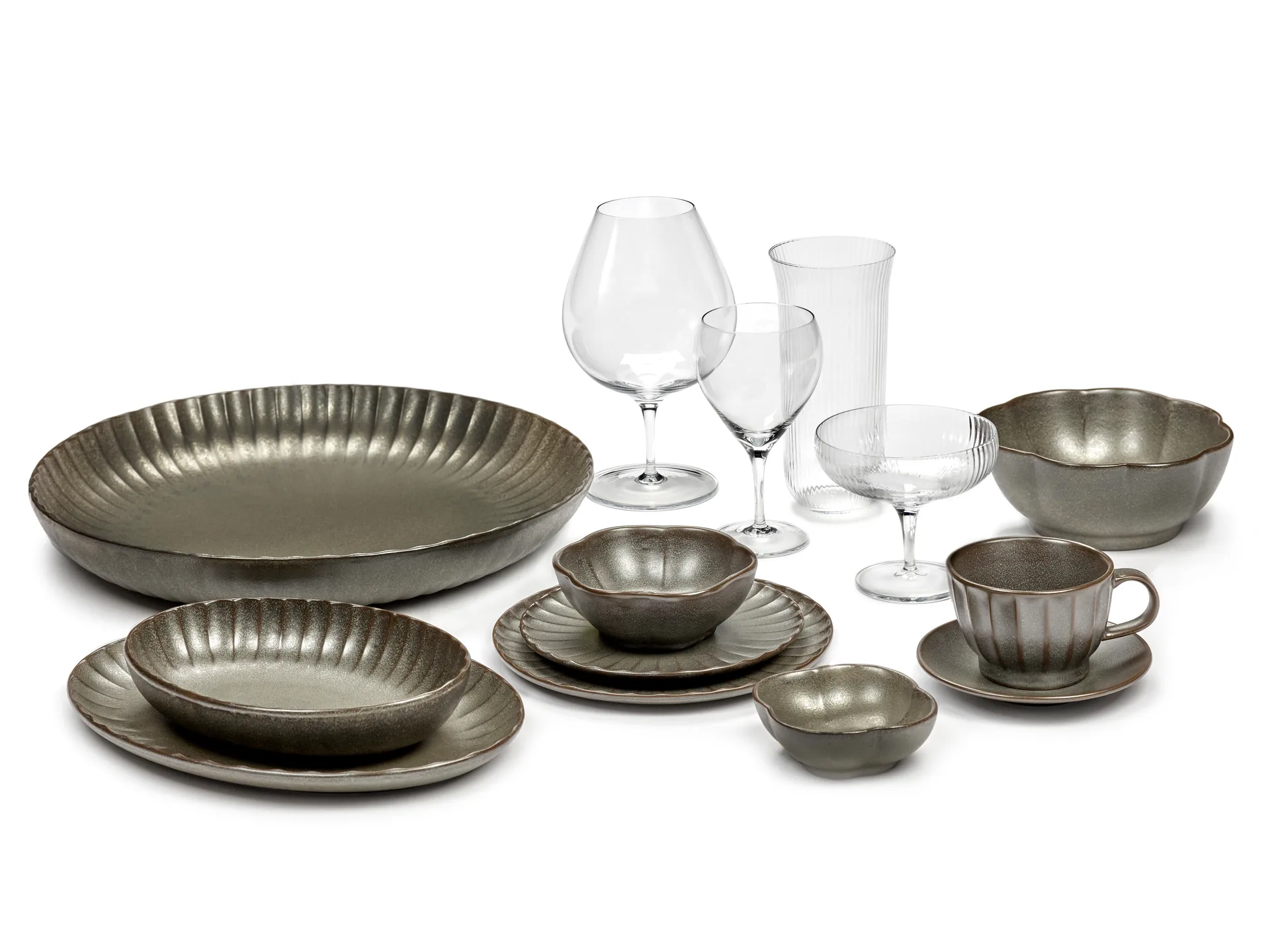 인쿠 릿지드 보울 L 13 cm, Green Serax | 세락스