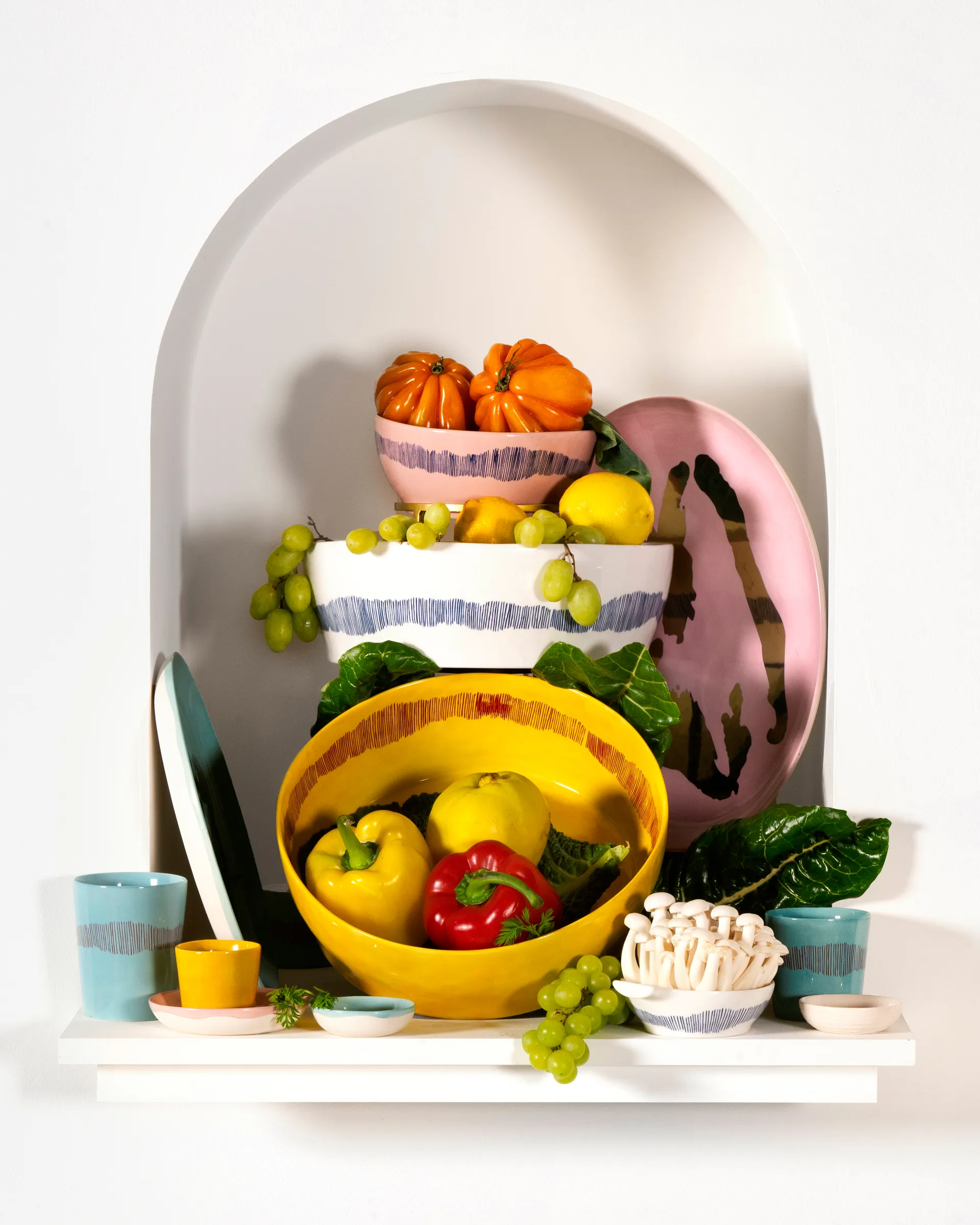 Ottolenghi Feast 샐러드 보울 Ø27,5 cm, Yellow stripes-red Serax | 세락스