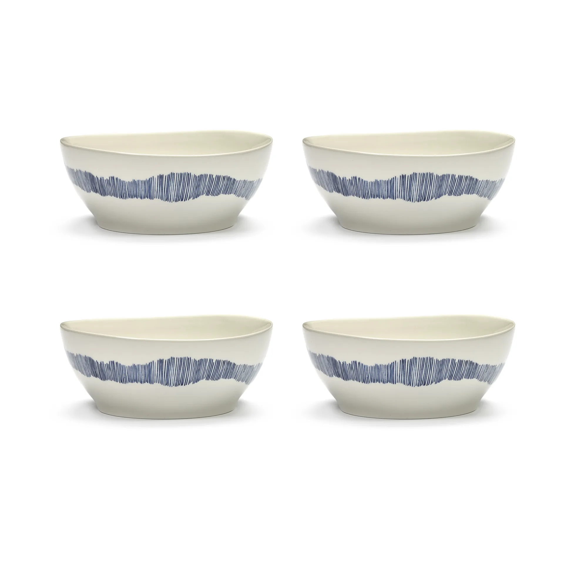 Ottolenghi Feast 보울 L Ø17 cm 4개 세트, White-stripes blue Serax | 세락스