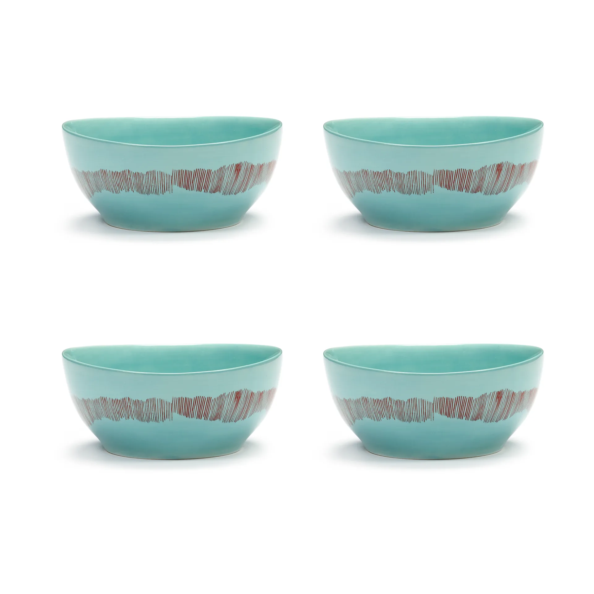 Ottolenghi Feast 보울 S Ø15 cm 4개 세트, Azure stripes-red Serax | 세락스