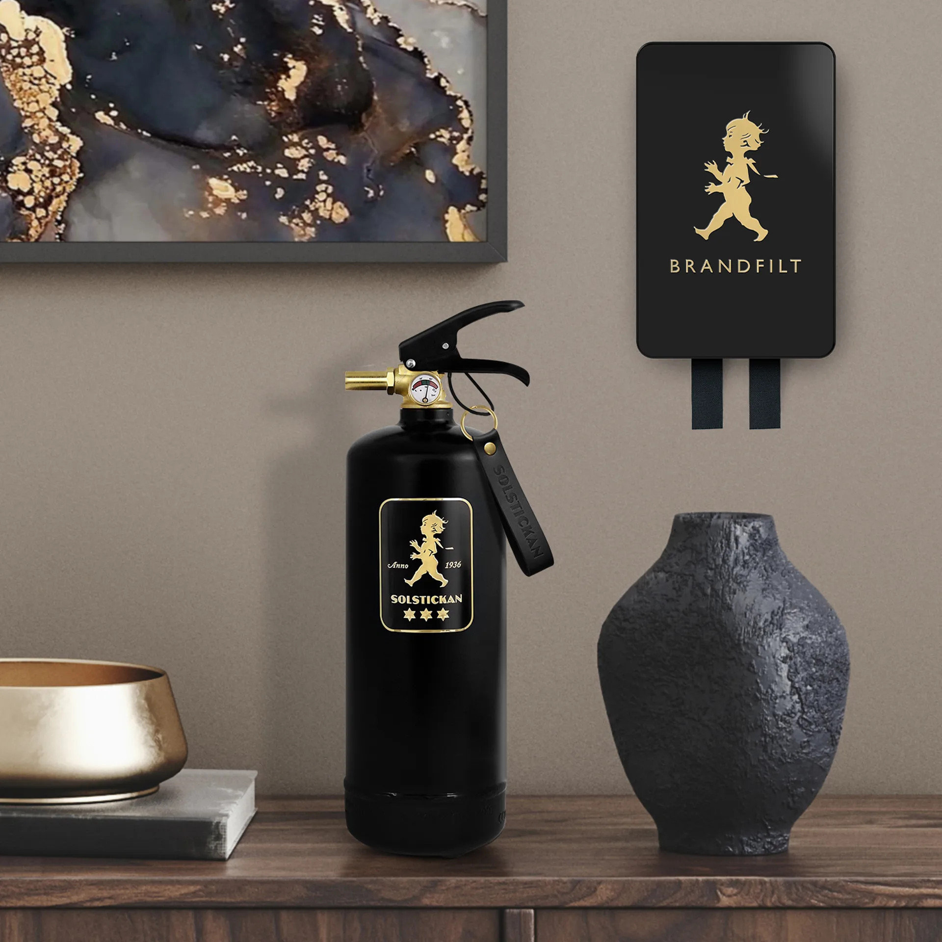 솔스티칸 파이어 담요 120x120 cm 2023, black-gold Solstickan Design | 솔스티칸 디자인