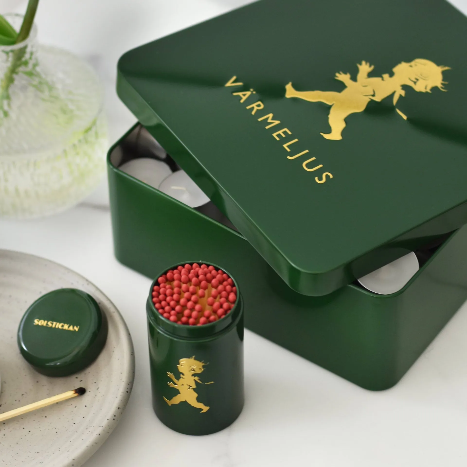 솔스티칸 티라이트 박스 21x21 cm, Green-gold Solstickan Design | 솔스티칸 디자인