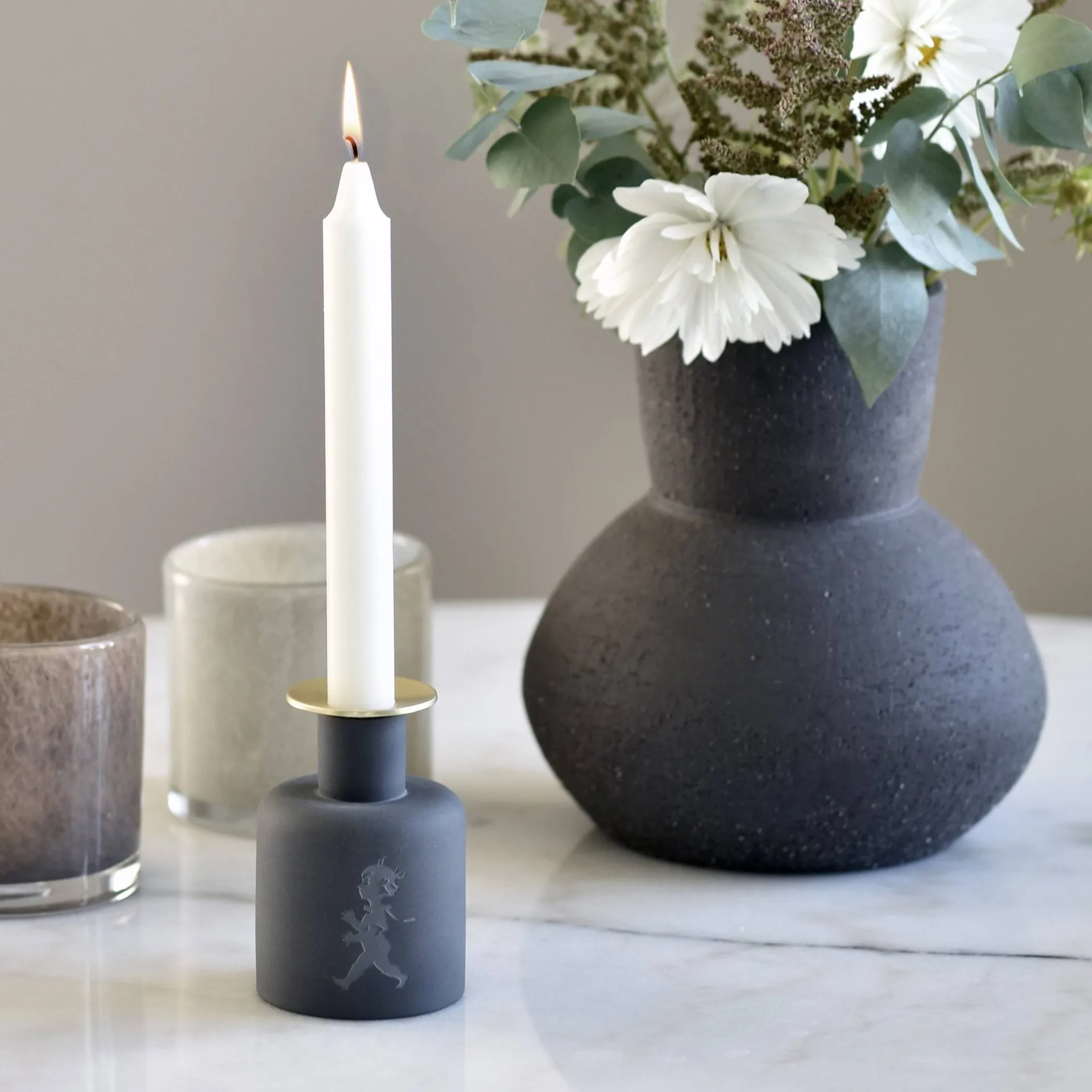 Solstickan 세라믹 캔들 홀더, Dark grey-anthracite Solstickan Design | 솔스티칸 디자인