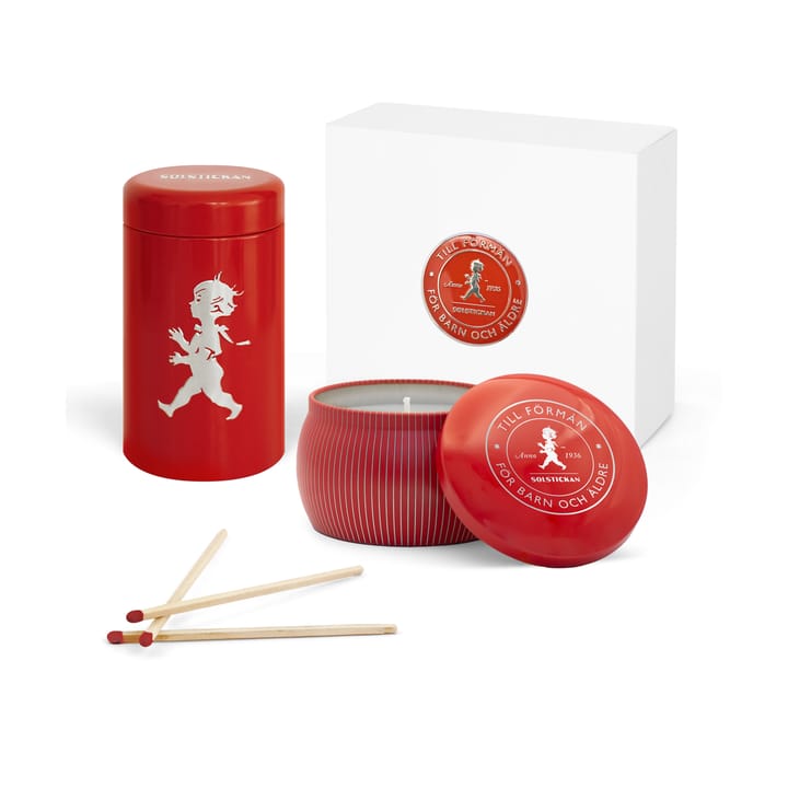 Solstickan 기프트 박스 향초 + 성�냥 튜브 - Red-scented candle cinnamon & orange - Solstickan Design | 솔스티칸 디자인
