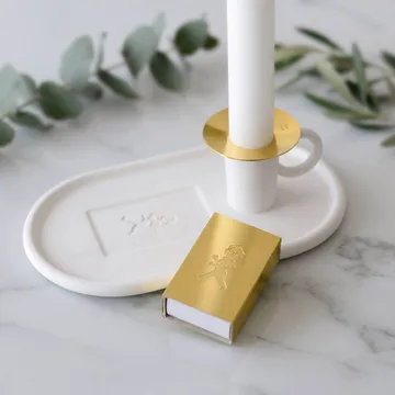 손잡이 캔들 홀더와 성냥 케이스 - White - Solstickan Design | 솔스티칸 디자인
