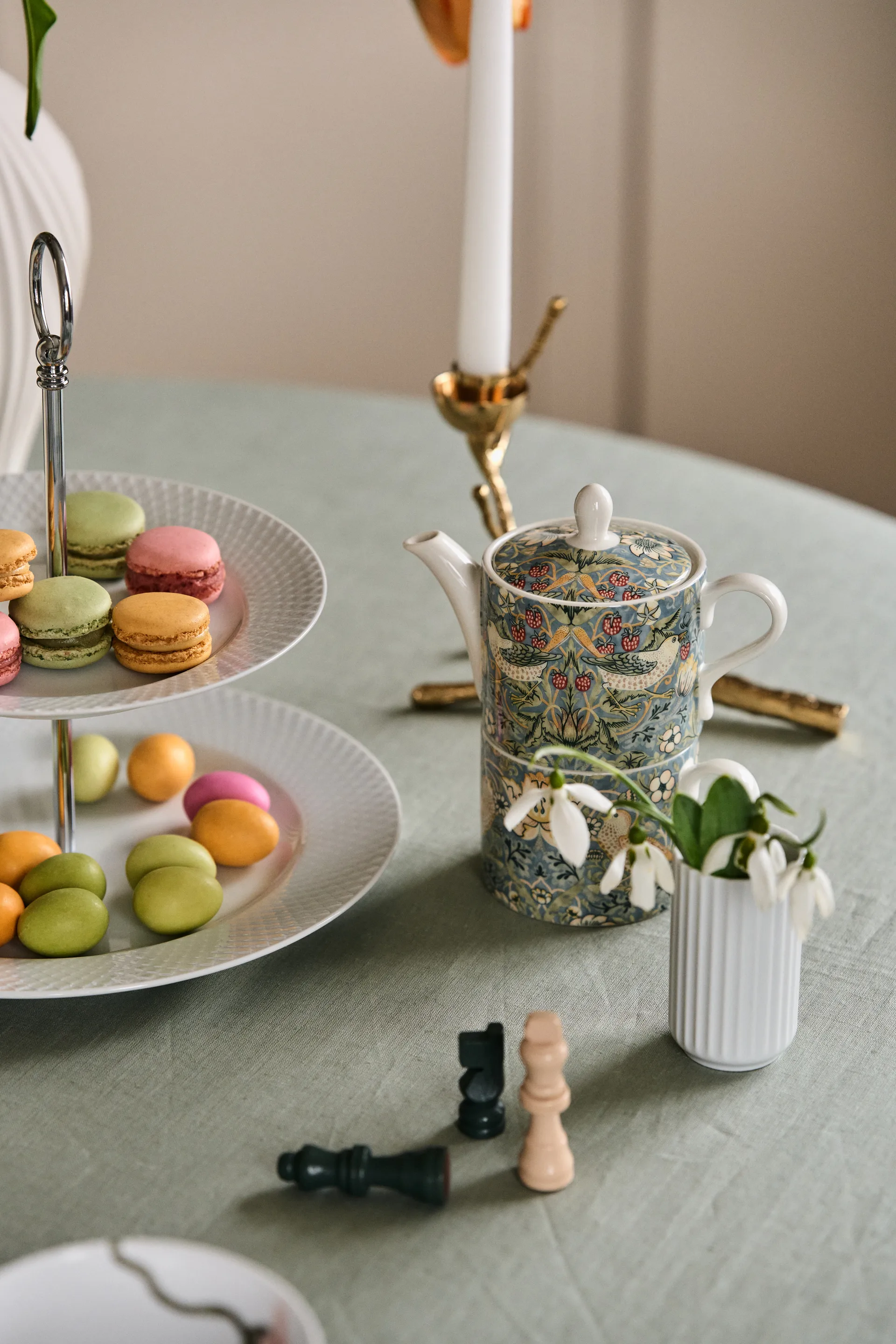 스트로베리 시프 티팟 & 티컵, Grey Spode | 스포드