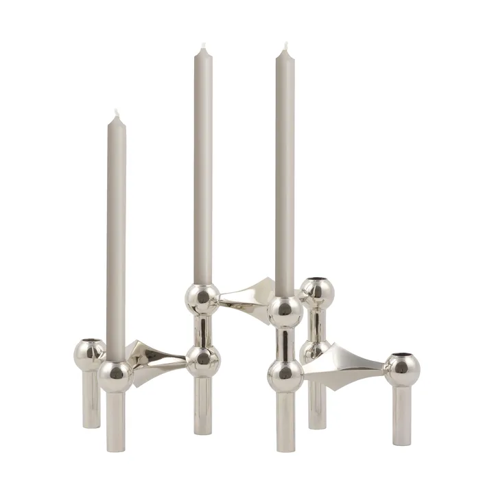 스토프 나겔 캔들 홀더 크롬 3개 세트 + Linen Grey 캔들 12개 세트 - undefined - Stoff | 스토프