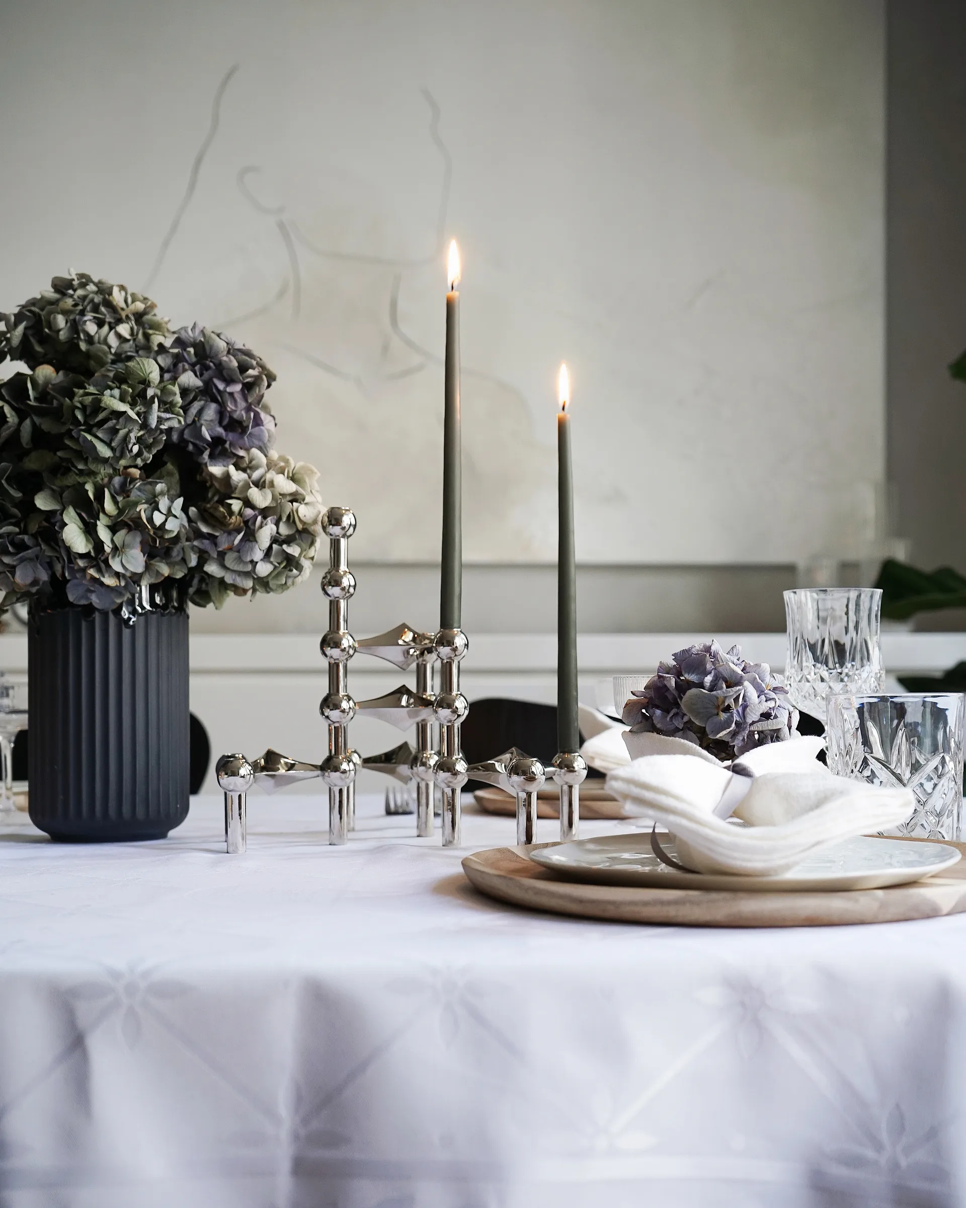 스토프 에스터 앤 에릭 테이퍼드 캔들 6개 세트, Dusty green Stoff | 스토프