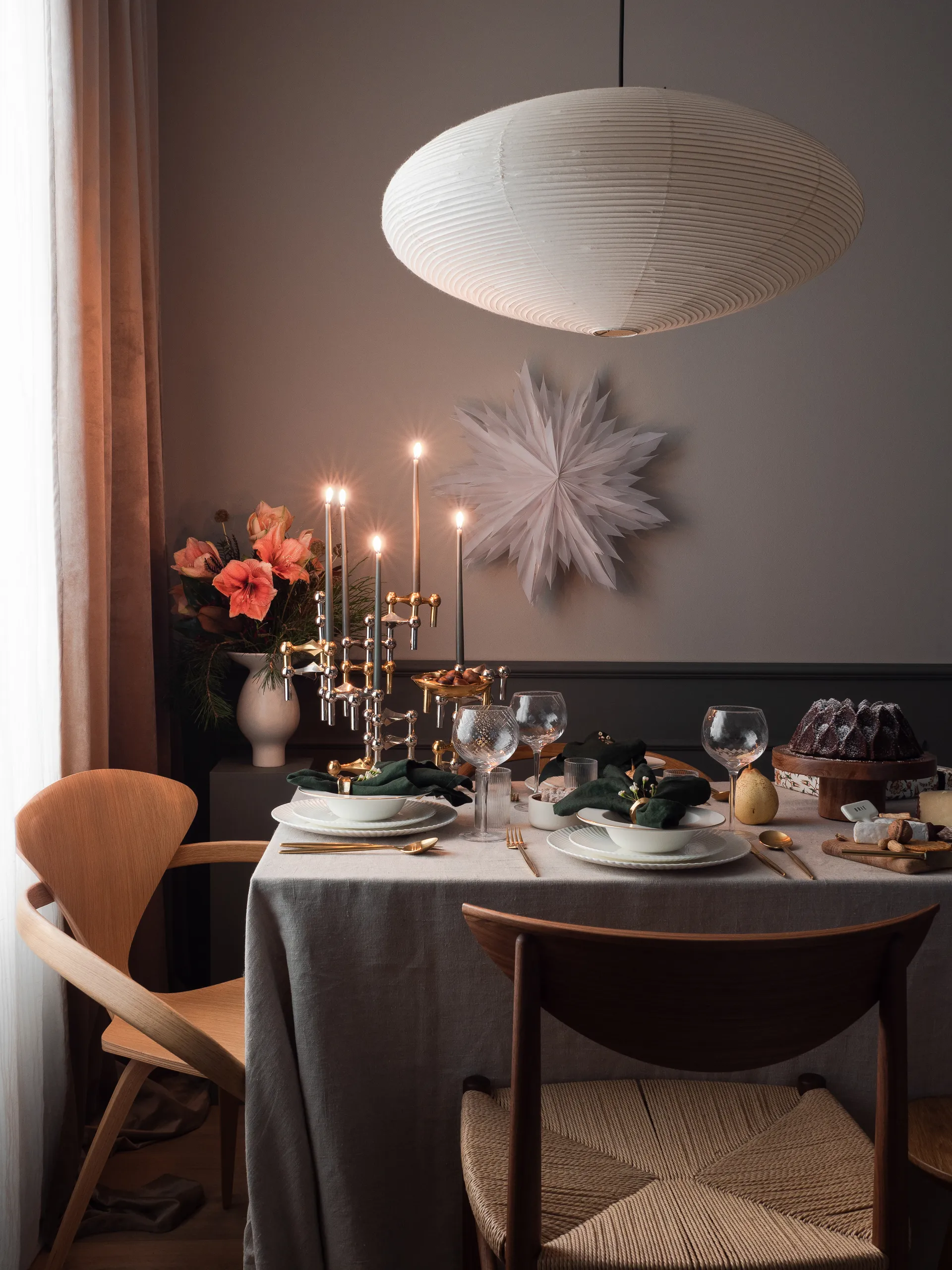 스토프 에스터 앤 에릭 테이퍼드 캔들 6개 세트, Dusty green Stoff | 스토프